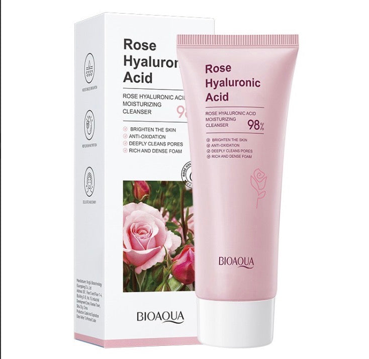 Nettoyant visage à l'acide hyaluronique et à la rose 100ml
